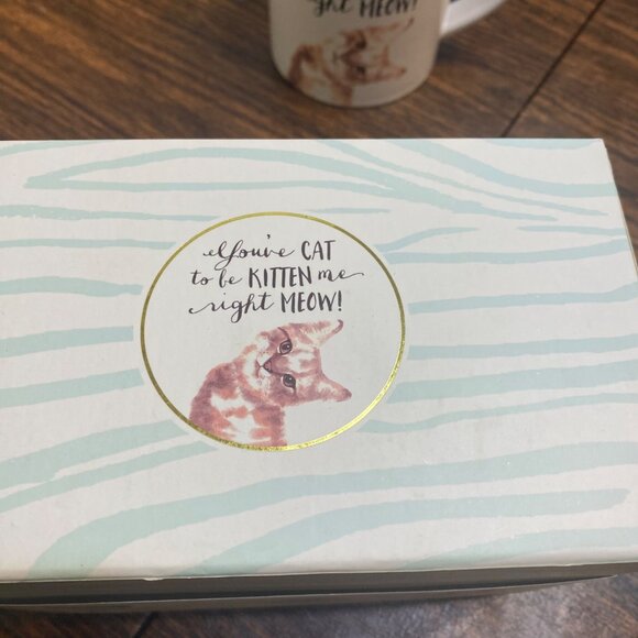 C.R. Gibson 16 Oz Porcelain Coffee Mug "You've Cat To Be Kitten Me Right Meow" - Picture 4 of 8